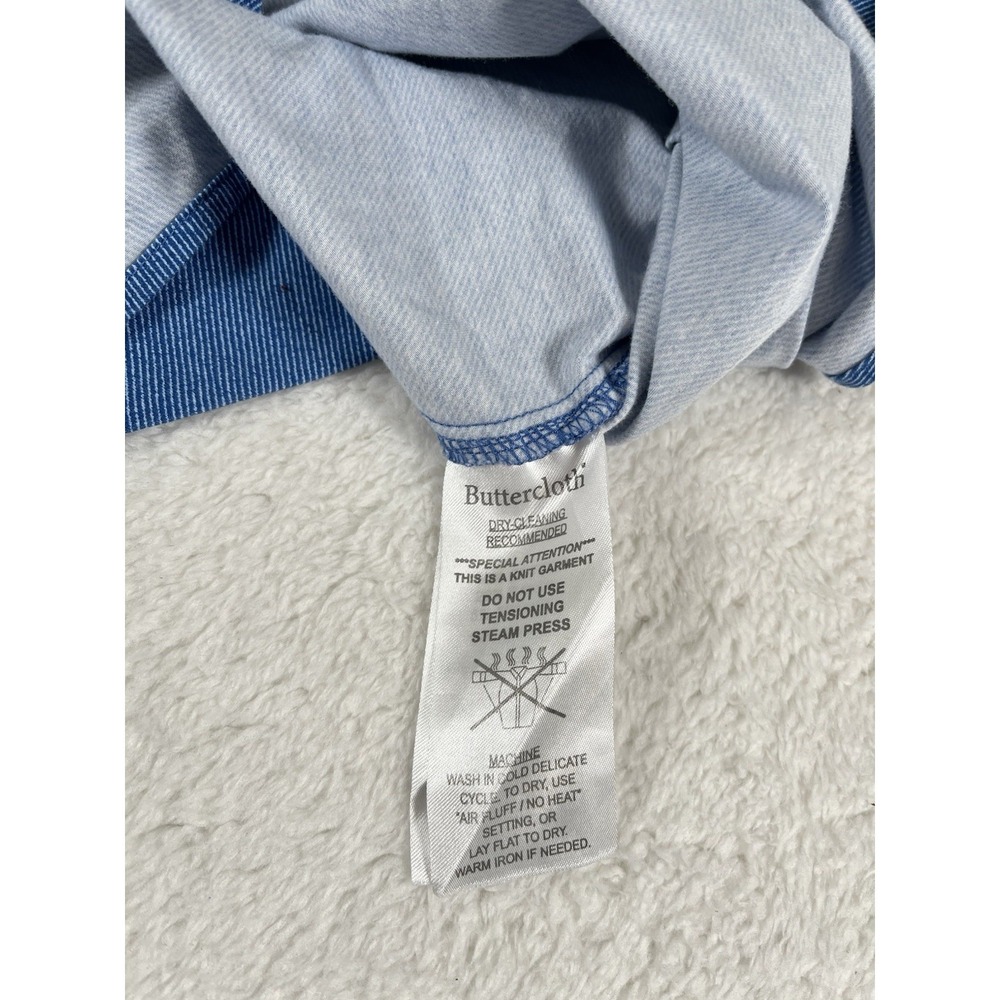 Buttercloth Icy Cotton Reg Fit Blue Button Dwn Stretch Flip Cuff Shirt Men's XXL - Picture 7 of 10